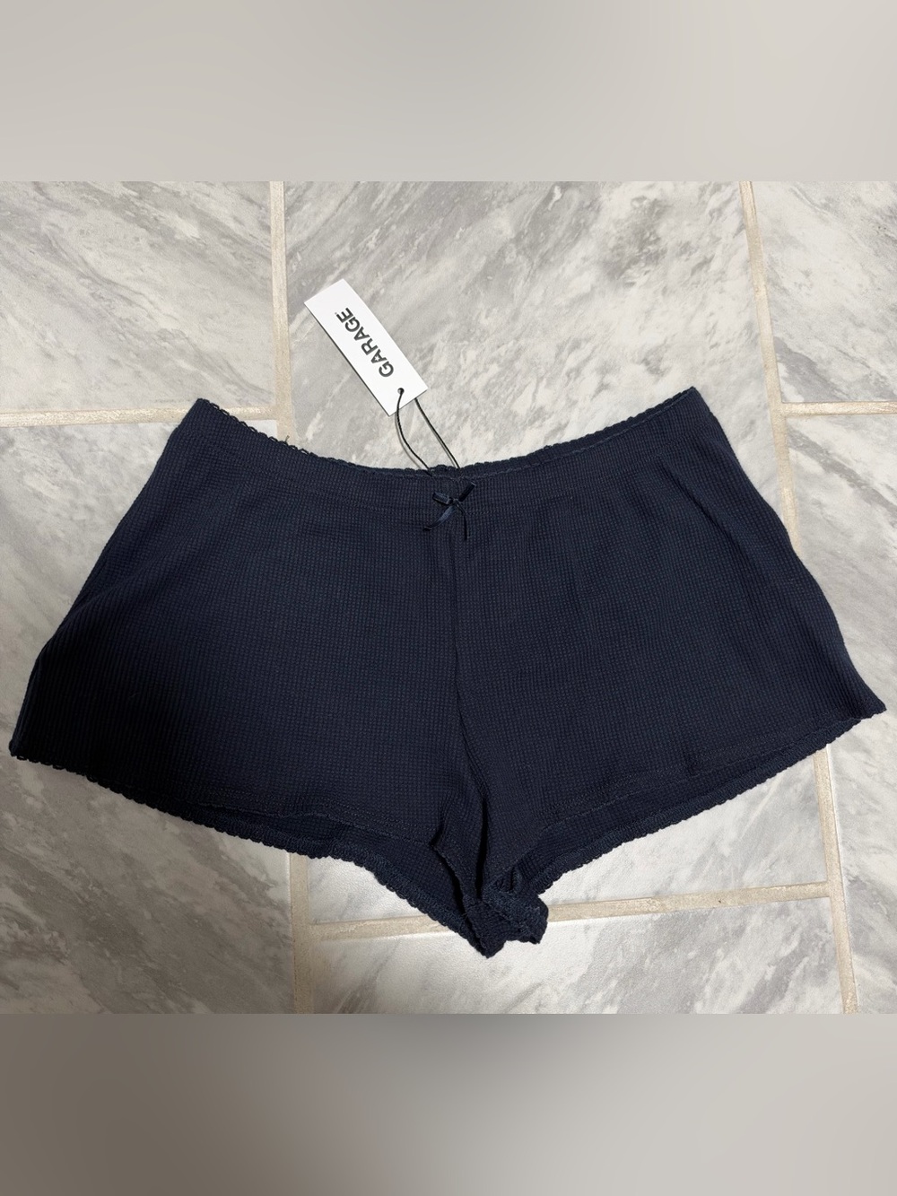 NWT Garage Womens Mini Navy Waffle Picot Shorts Size XS Originally $34